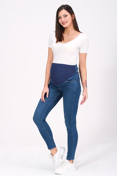 BUSA Navy Blue Skinny Jeans - Maternity Stretchy Abdominal Band