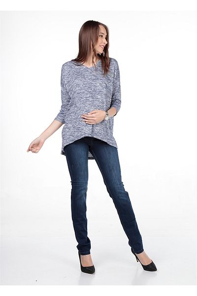 BUSA Maternity V-Neck Blouse Navy Blue