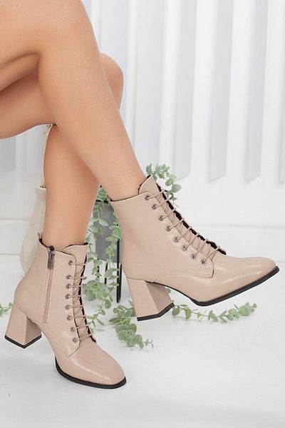 Dilimler Ayakkabı Skin Skin Women's Big Small Size Heeled Boots