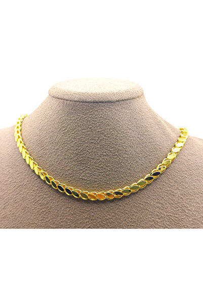 i stil 18 Ayar Altın Kaplama, Kararma Yapmayan Pullu Zincir Kolye