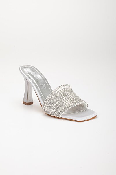 Dilimler Ayakkabı Căptușeală cu piatră Toc de calice argintiu Rochie de seară pentru femei Pantofi