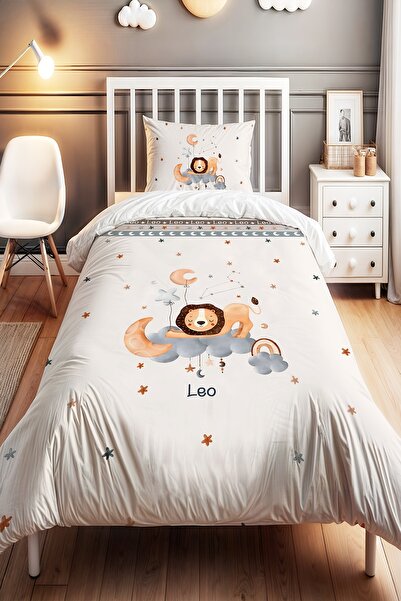 EVPANYA Bohem Aslan Burcu Desenli Tek Kişilik Bebek Çocuk Nevresim Seti