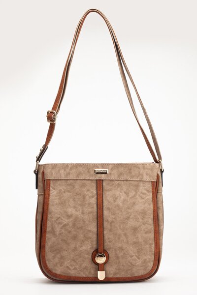 Dilimler Ayakkabı Skin 2 Compartment Covered Zippered Mink Tan Women's Shoulder Bag