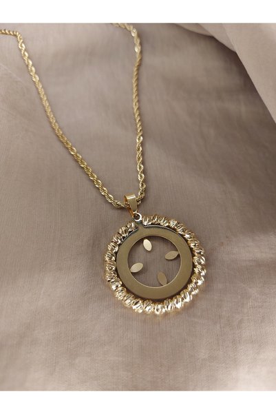 Romea Twist Chain Dorika Framed Steel Quarter Necklace
