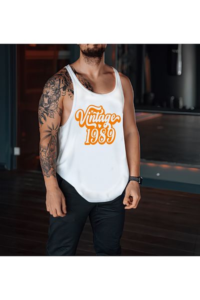CDA 1989 Vintage White Sports Tank Top - Gym Tank Top
