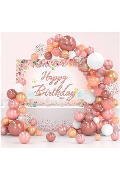 DÜVENCİ TİCARET Rose Gold Birthday Party Decorations,Rose Gold Balloon Arch G...