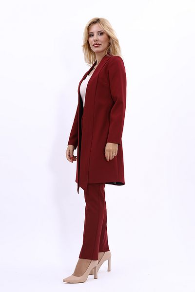 ÖNDER ÖZSOY Claret Red Japan Jacket and Pipe Leg Trousers Set