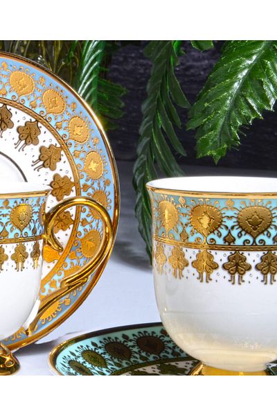 Kosova Colorful, Gilded 6-Person Standing Coffee Cup Set