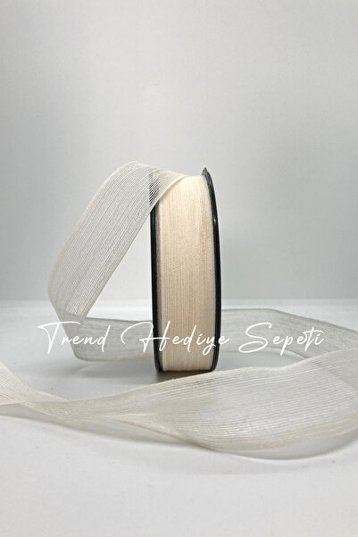 Trend Hediye Sepeti Panglică de in crem de 2,5 cm, 20 de metri, cu nasturi, p...