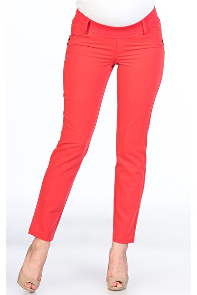 BUSA Pregnant Gabardine Trousers Red