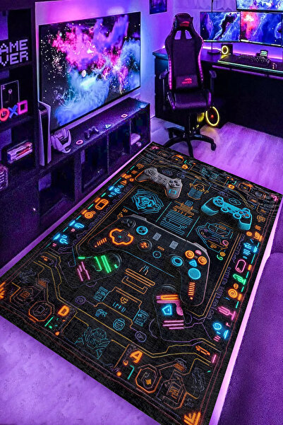 GNL HOME GAMİNG Desenli dijital baskı yıkanabilir Oyuncu  halısı