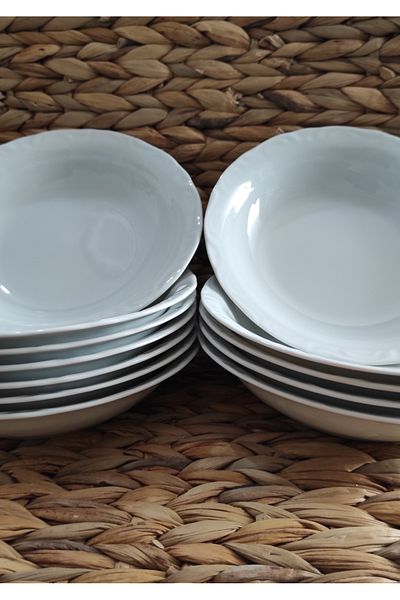 Porland Porcelain Anatolio White 12 Pieces 19 cm (Large) Dutter Dish Plate