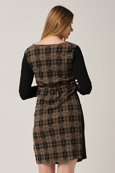 BUSA Hamile Kemerli Mini Elbise Kahverengi