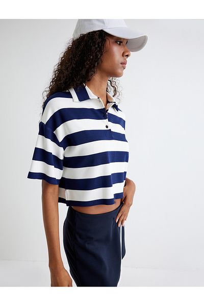 Koton Tricou cu mânecă scurtă din țesătură din viscoză cu dungi