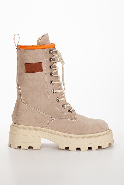 Dilimler Ayakkabı Γυναικείες μπότες με χοντρή σόλα με κορδόνια