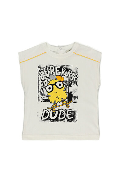 Panço Erkek Beyaz Örme Yuvarlak Yaka Atlet