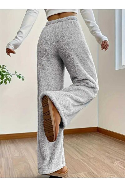 Es Sport Peluş  alt Eşofman Sonbahar ve Kış için Rahat Lastikli Bel,Sıcak Pantolon, Kadın