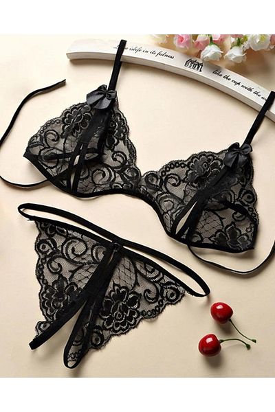 Motto10 butik Φανταχτερό μαύρο δαντελένιο σέξι σουτιέν Kilot κοστούμι Bc9705