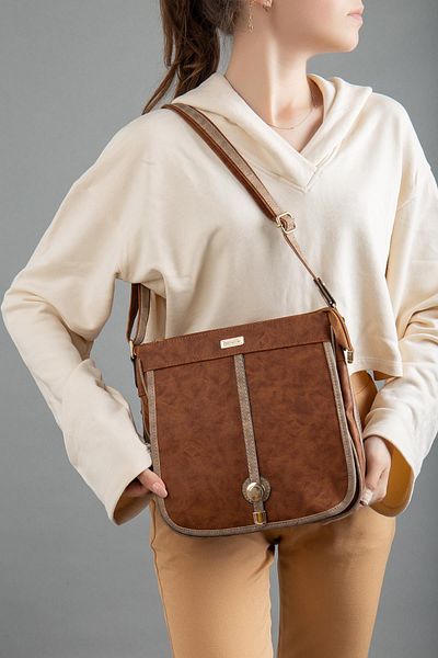 Dilimler Ayakkabı Skin 2 Compartment Covered Zippered Tan Mink Women's Shoulder Bag