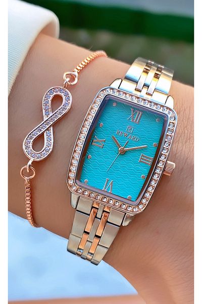 Reward Brand Yellow Silver Color Steel Cord Women's Wristwatch - with Bracelet Gift