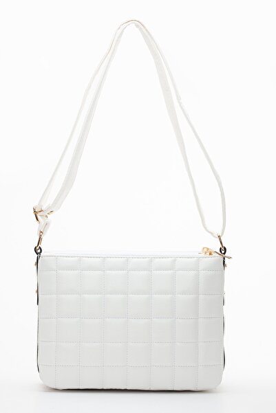 Dilimler Ayakkabı Квадратна сумка на плече з 3 відділеннями, біла