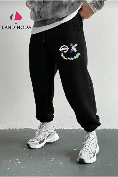 ESLMODA Μαύρο αθλητικό εμπριμέ ανδρικό παντελόνι Jogger - Slim Fit με ελαστικ...