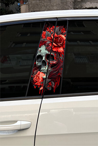 Quart Aksesuar Kuru Kafa Gül Araç Kapı Direk Kaplama Folyosu Desenli Sticker ...