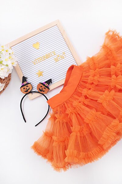 VİTRİNMİXMİNİ Orange Color Halloween Gift Princess Tutued Girl's Skirt - Hall...