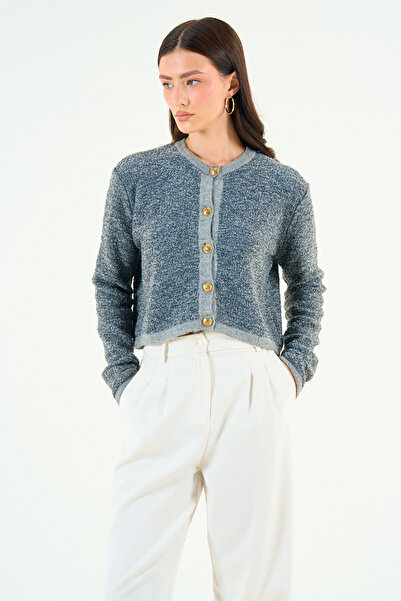 Lupies Kadın Kırçıllı Düğmeli Triko Hırka