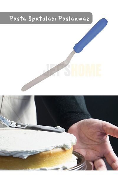 Jet's Home Stainless Curved Cake and Cream Spatula - Steel, Medium Size 38 cm