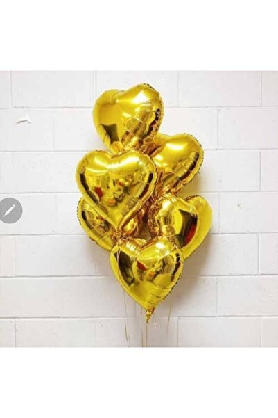 Baloncum Sarı Renk Kalp Folyo Balon 10 Adet 25 Cm