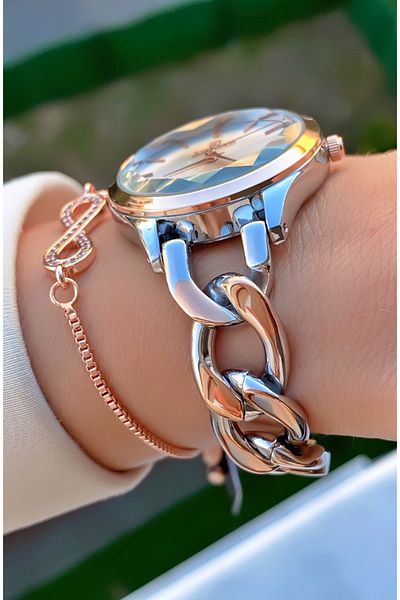 Reward Brand Rose Silver Color Steel Cord Women's Wristwatch - Bracelet