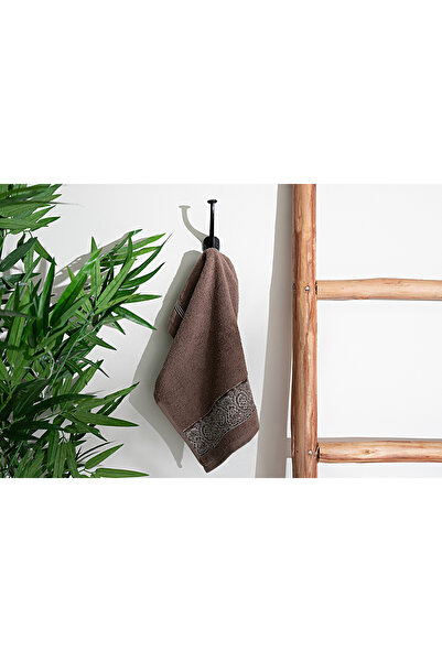 Home Sweet Home ŞAL DESEN BORDÜRLÜ HAVLU 30X50cm KAHVE