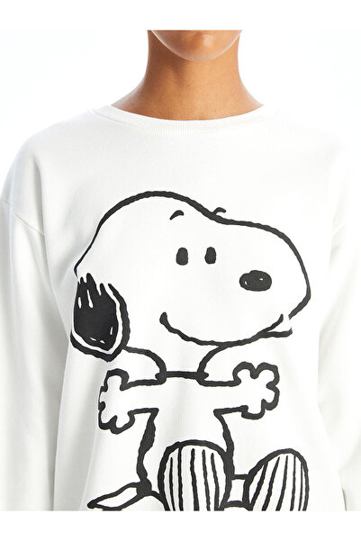 LC Waikiki Lcw Crew Neck Snoopy Printed Oversize Women's Thick Sweatshirt