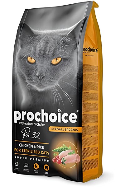 ProChoice Pro 32 Kısırlaştırılmış Tavuklu&Pirinçli Hipoalerjenik Kedi Maması 2 Kg