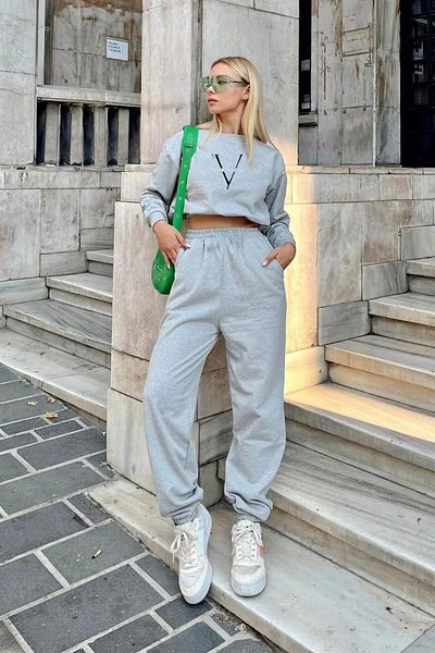 vladivosto Φούτερ 2 νημάτων μαύρο γκρι Oversize Φούτερ Battal Fit Plus Size Λαστιχένιο ψηλόμεσο