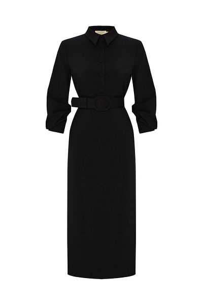 Exquise Belted Slim Fit Midi Dress