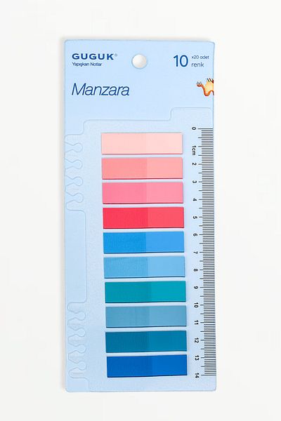 GUGUK Transparent Pet Index with Landscape 10 Colored Rulers • Index Sticker • Post-It • Sticky Note (Ggk-P023)