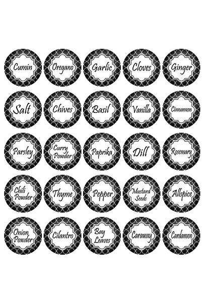 TELLGRAF ملصق برطمان توابل إنجليزي (4x4 سم 25 قطعة)