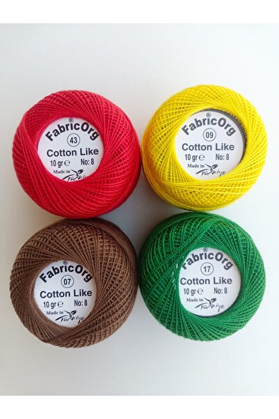 fabricorg مجموعة خيوط قطنية تشبه الإيتامين مكونة من 4 قطع (10 GR-NO.8)