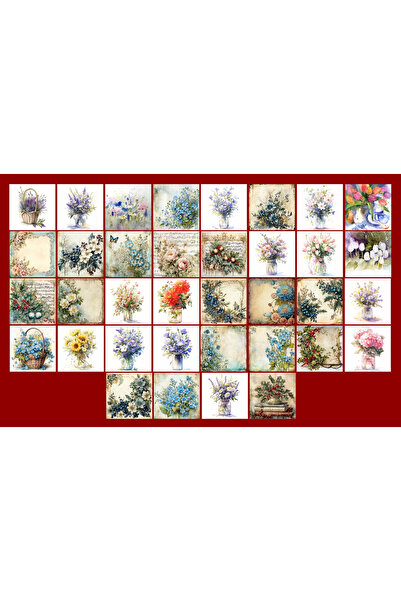 TELLGRAF مجموعة بطاقات بريدية تحت عنوان باقات الزهور (10x10 سم 36 قطعة)