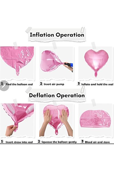 Baloncum Pembe Renk Kalp Folyo Balon 10 Adet 25 Cm