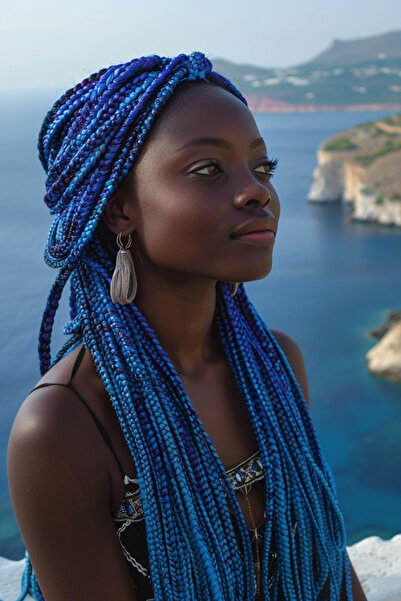 Mina Peruk Afrika Örgüsü Ve Rasta İçin Sentetik Saç - Koyu Mavi
