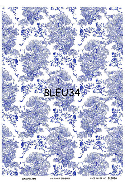 LİNEART Mavi Blue Serisi Pirinc Dekopaj Kagıdı  29X42cm No:BLUE34
