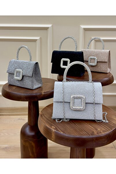 GP GUES POLO Evening Bag Crystal Stone Silvery Evening Bag