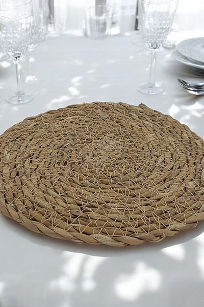 küche haus Oval Straw Basket with Snack Bowl - Multi-Purpose Decorative Handmade