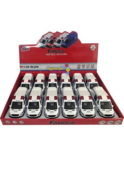 Oyuncak Fabrikası Çek bırak Metal Oyuncak Polis Arabası Sesli Işıklı 14 Cm