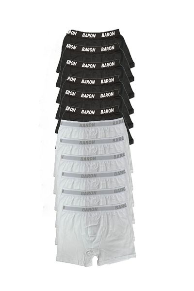 Modaley Giyim 12 Τεμάχια Οικονομικό Lycra Boxer Short Λευκό-μαύρο -my0001