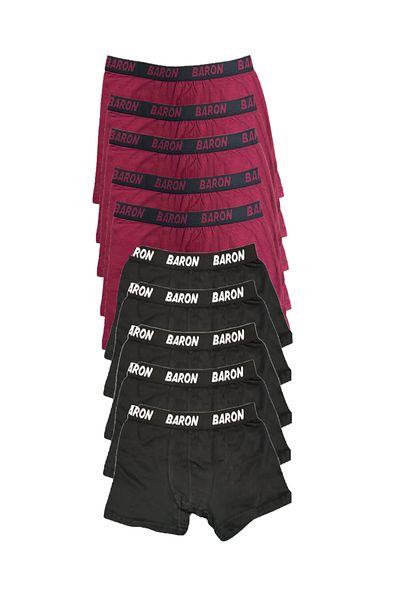 Pi Giyim 10 Τεμάχια Οικονομικό Lycra Boxer Short Μαύρο-μπορντό