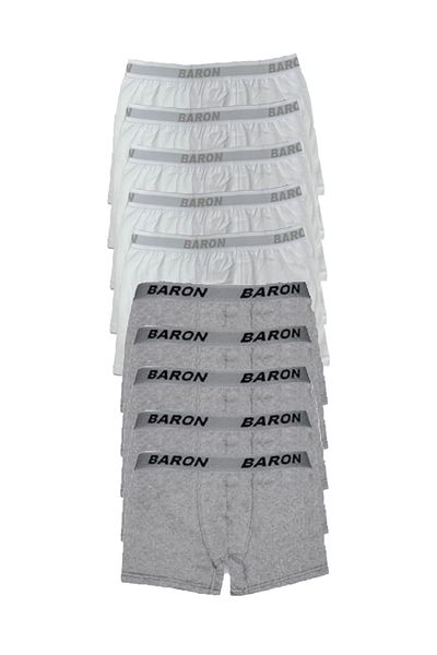 Pi Giyim 10 Τεμάχια Οικονομικό Lycra Boxer Short Λευκό-γκρι